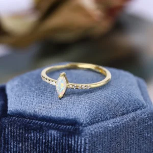 Halo Opal Wedding Ring Pear Shape Women Fashion Gold Plated