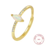 Halo Opal Wedding Ring Pear Shape Women Fashion Gold Plated