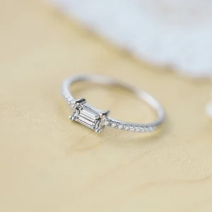 Emerald Cut Zircon Fine Jewelry Engagement Women Ring