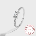 Emerald Cut Zircon Fine Jewelry Engagement Women Ring
